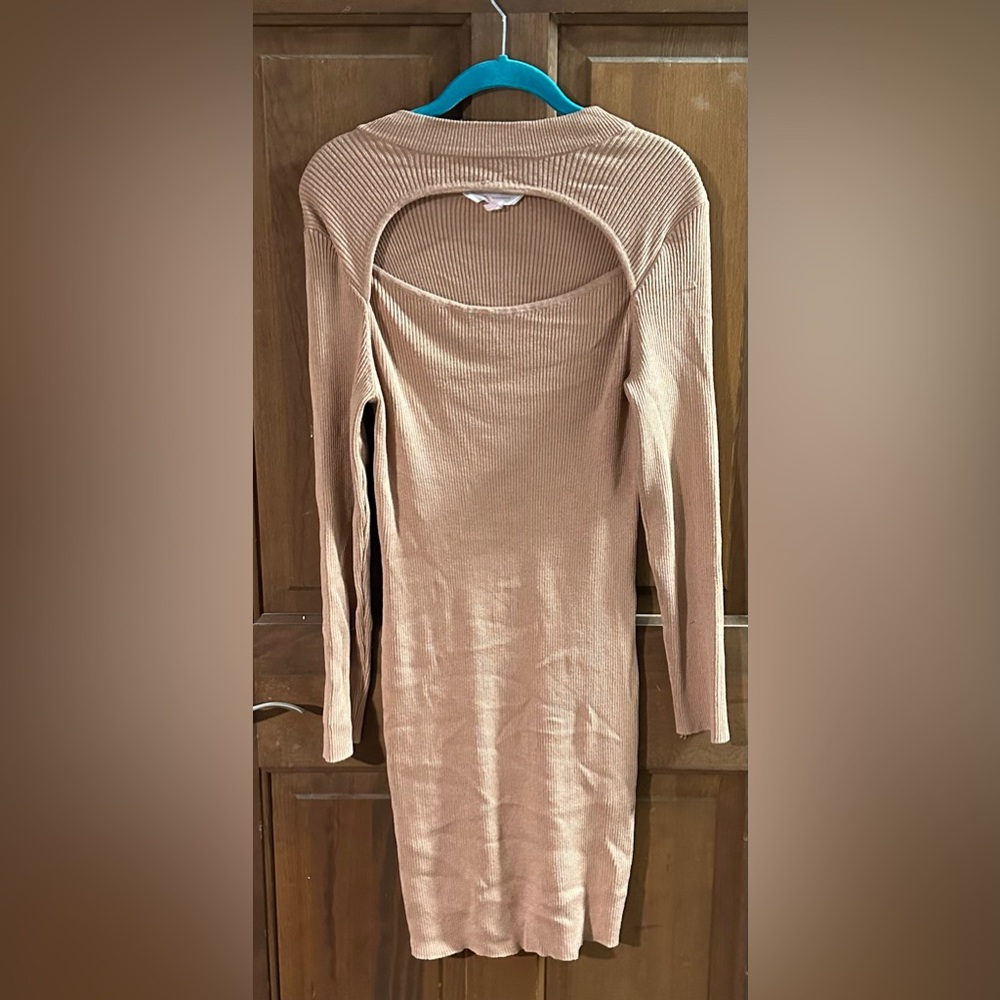 Tan bodycon cutout dress
